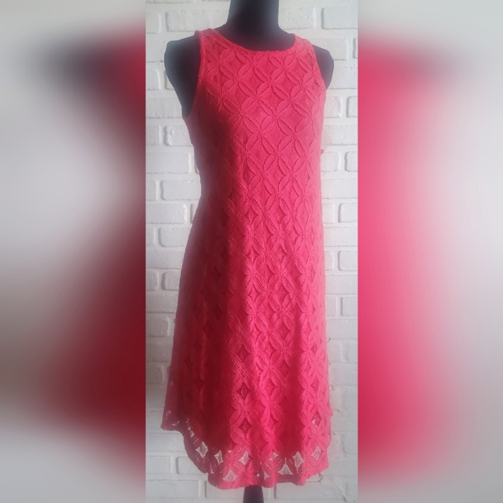 NWT Tacera Lace Sleeveless Sheath Cocktail Summer Dress Raspberry Red Size Small